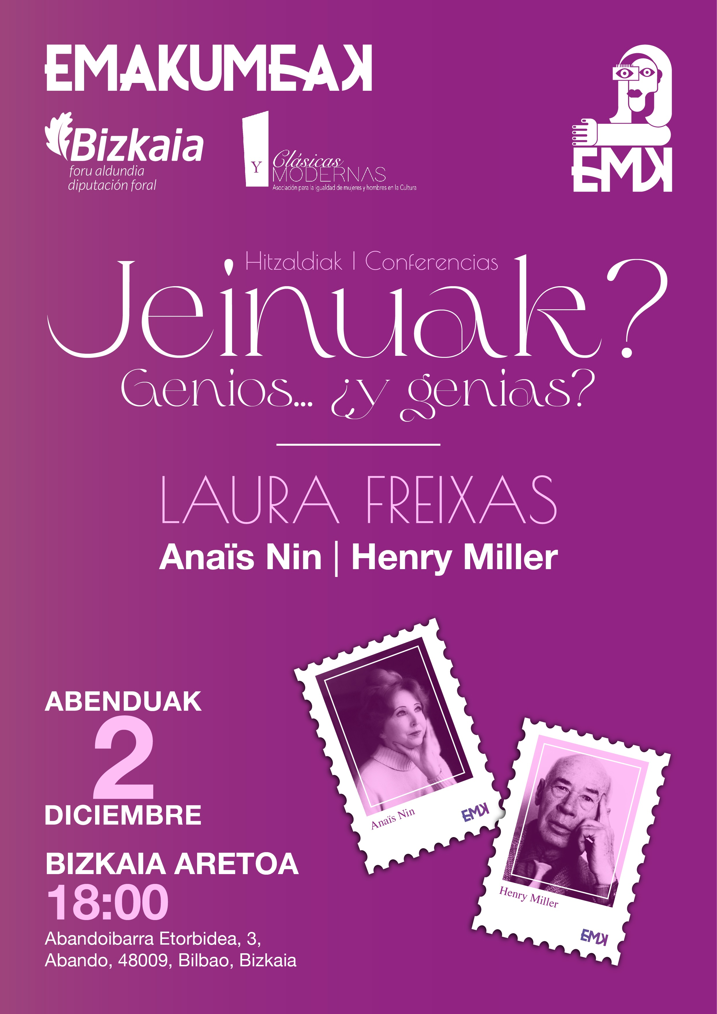 Hitzaldia | Jeinuak? Laura Freixasekin | Anaïs Nin eta Henry Miller | Abenduak 2